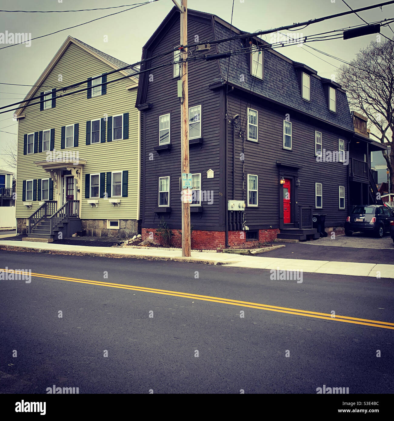 December, 2020, homes in Salem, Massachusetts, United States - Smartphone Captured Stock Image