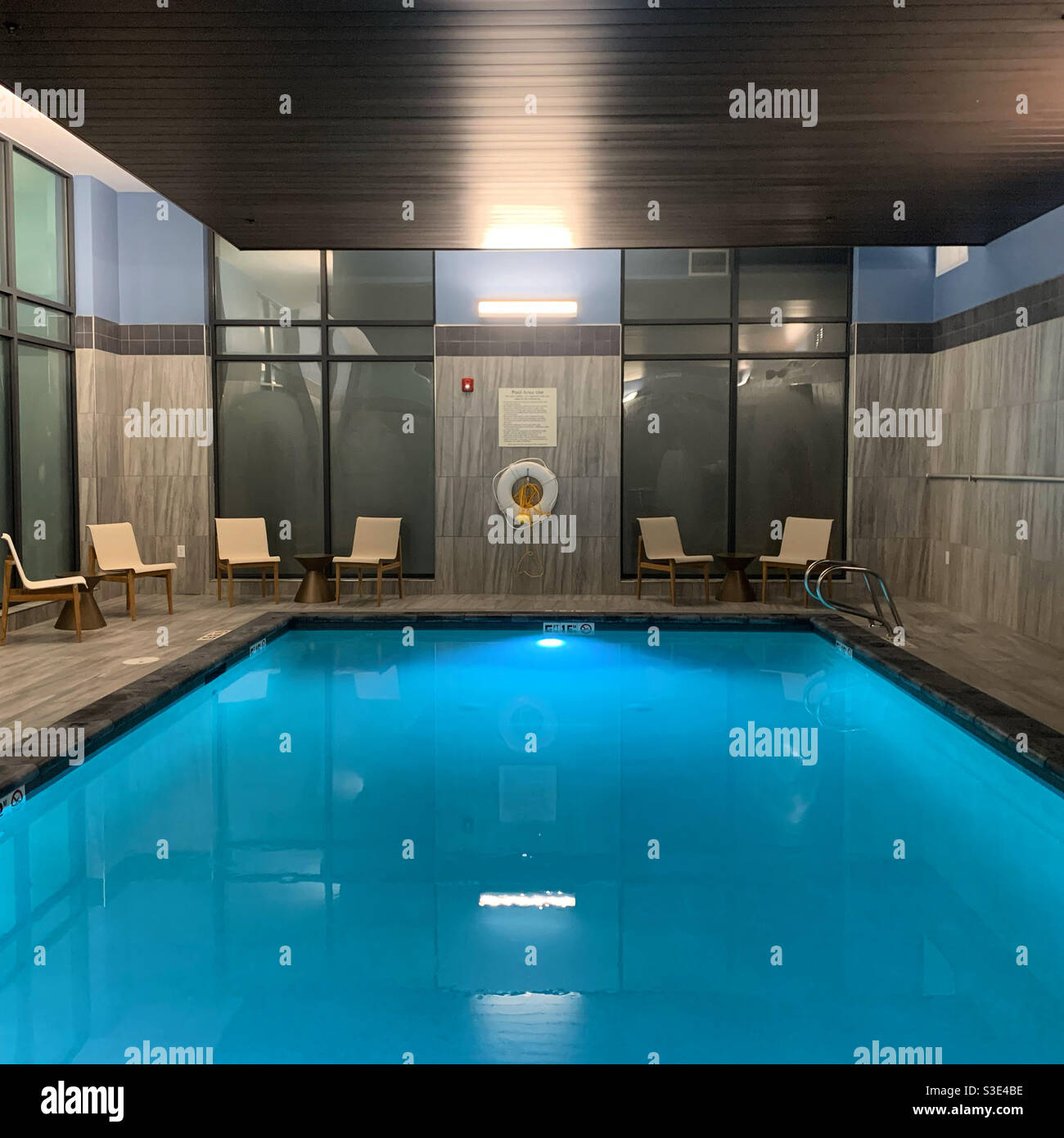Indoor pool at the Hampton Inn Salem Boston, Salem, Massachusetts, United States - Smartphone Captured Stock Image