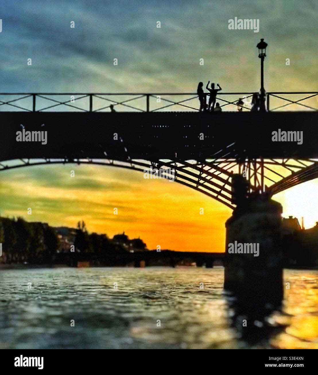 A bridge on the Seine in Paris at sunset. - Smartphone Captured Stock Image