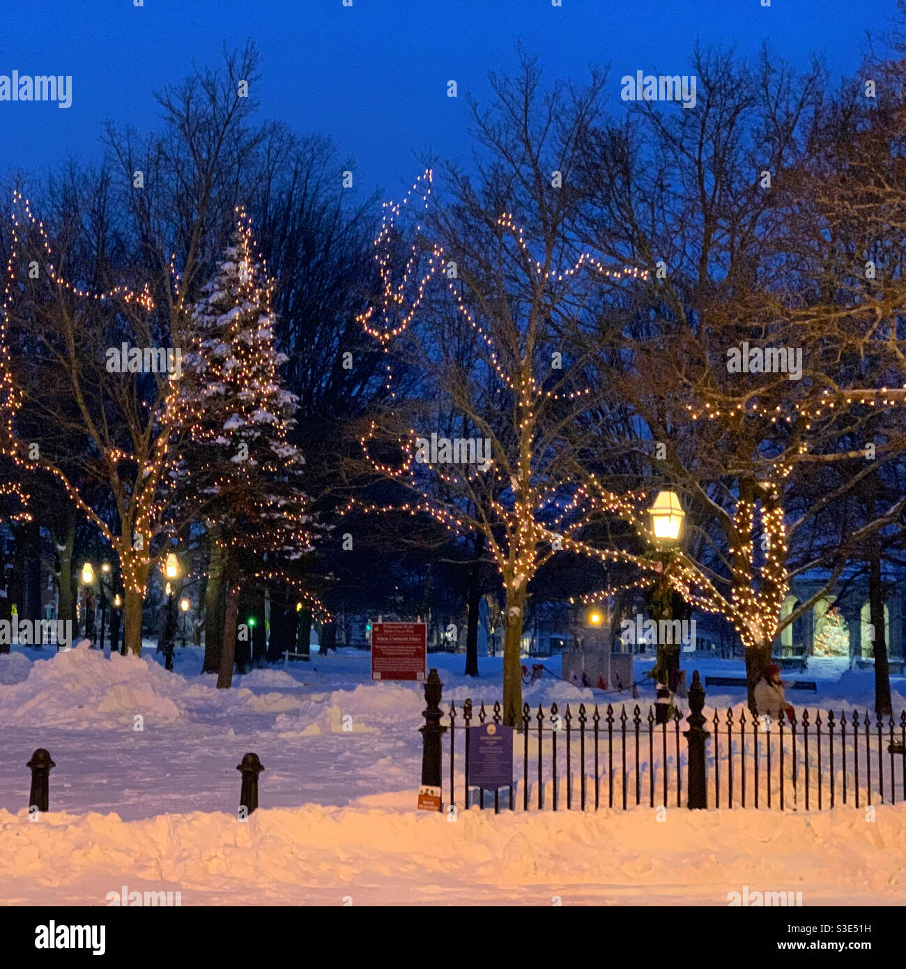 December, 2020, Salem Common, Salem, Massachusetts, United States - Smartphone Captured Stock Image