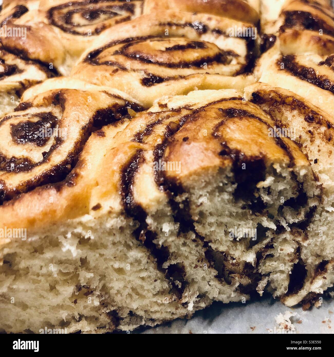 Freshly baked cinnamon roles Stock Photo