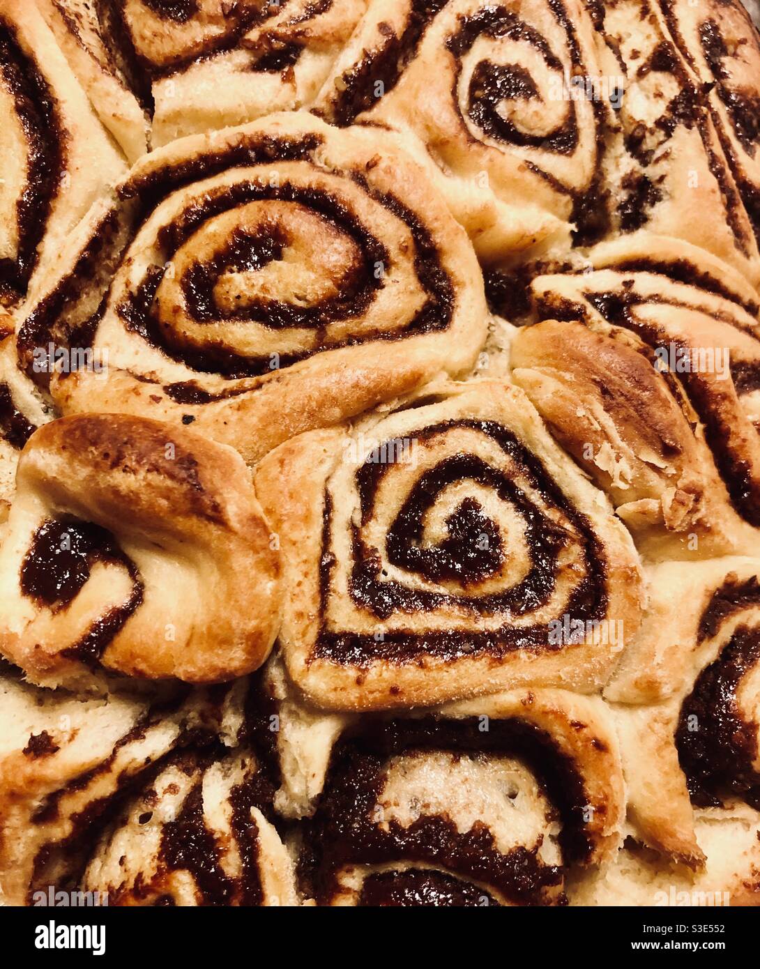 Freshly baked cinnamon rolls Stock Photo