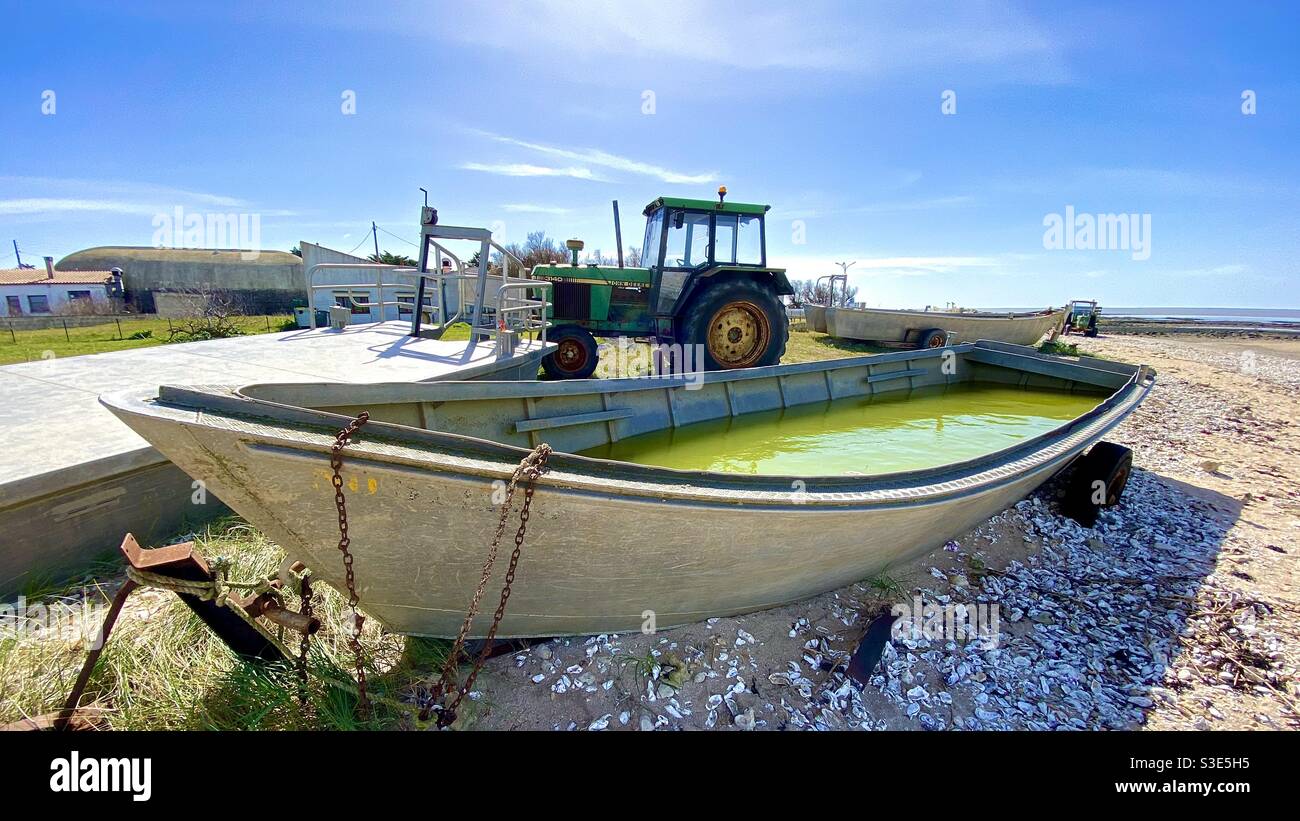 Beached fishing boat Fouras France - Smartphone Captured Stock Image
