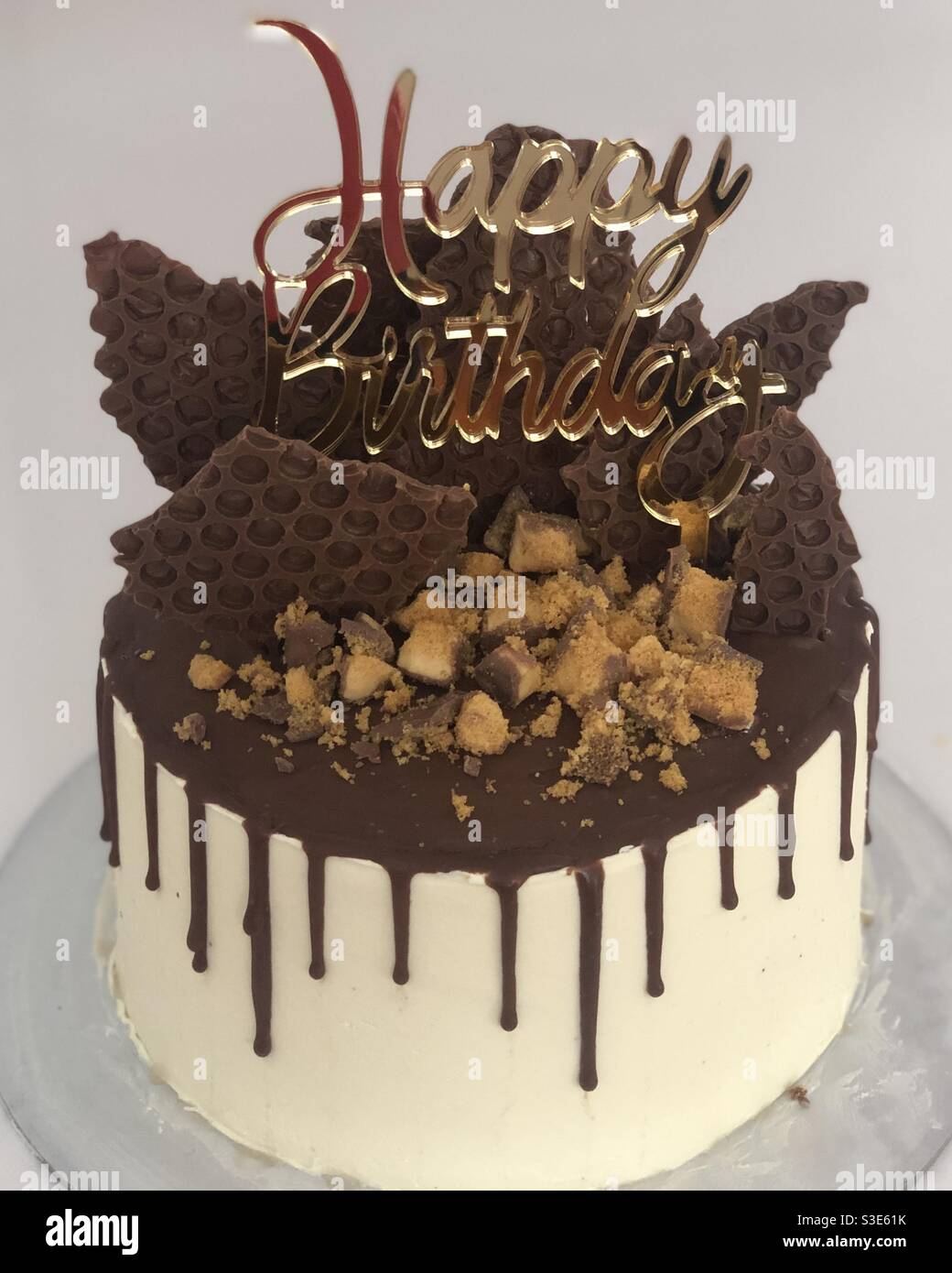 Cake, birthday, chocolate drizzle Stock Photo Alamy