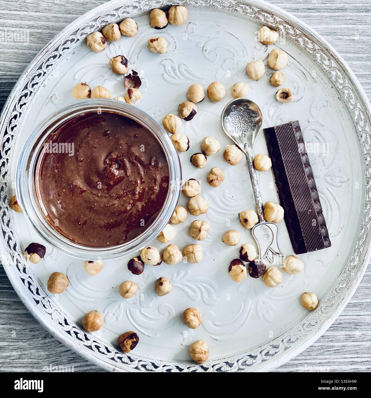 Homemade hazelnut chocolate spread Stock Photo Alamy