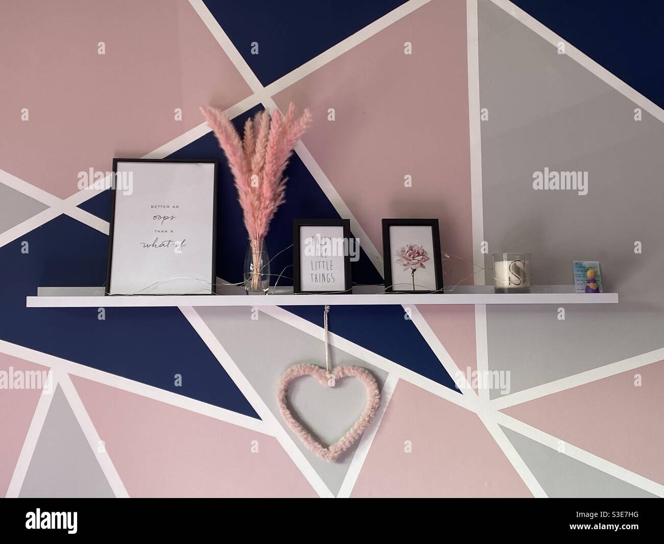 Geometric bedroom design Stock Photo Alamy