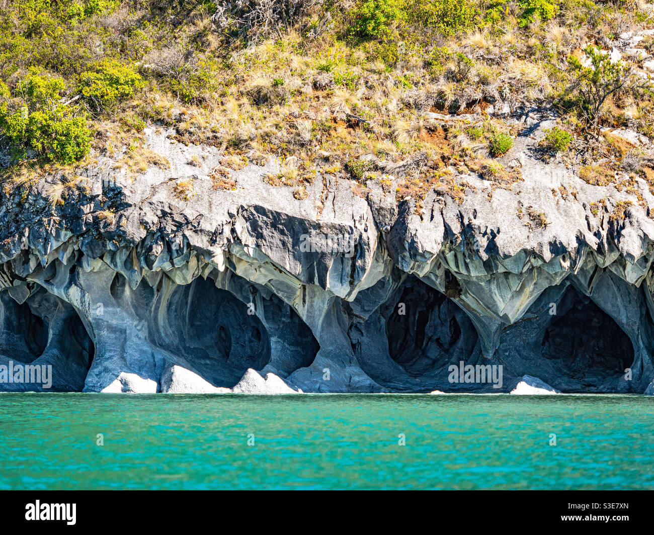 Blue Marble Caves Patagonia Stock Photo