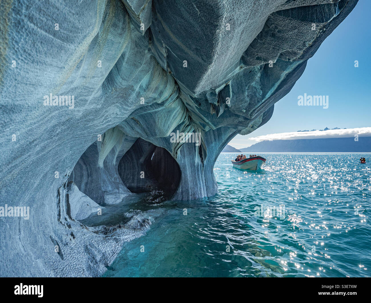 Blue Marble Caves Patagonia Stock Photo