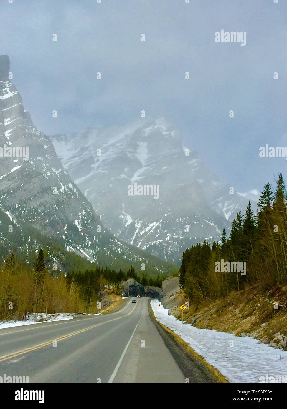 Kananaskis  Country, Canadian Rockies, Alberta Canada, travelling Alberta. Winding road, #40 - Smartphone Captured Stock Image