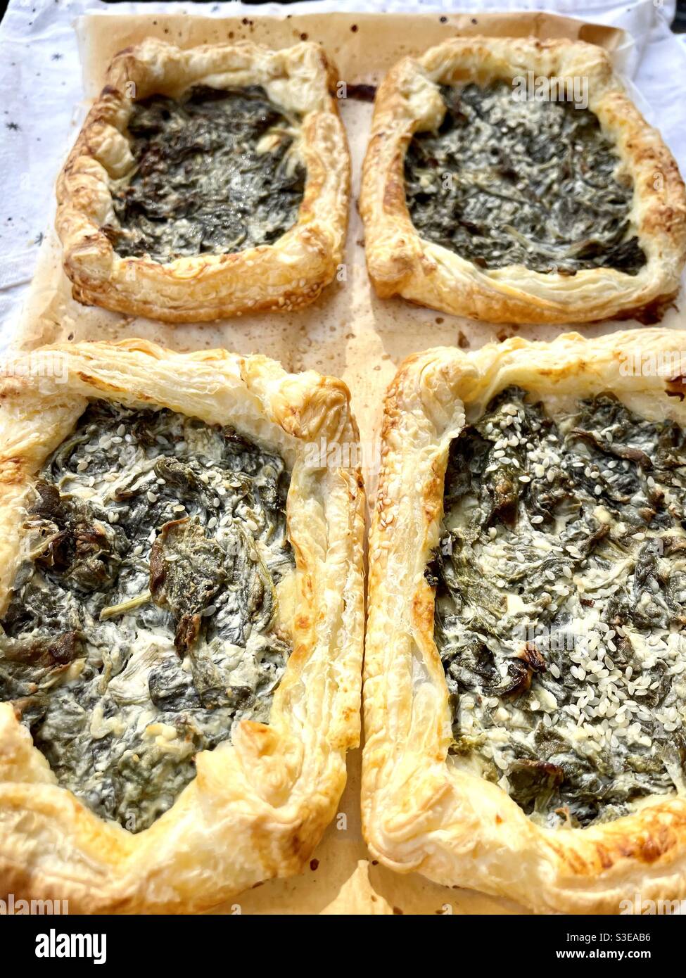 Spinach and feta pastry Stock Photo Alamy