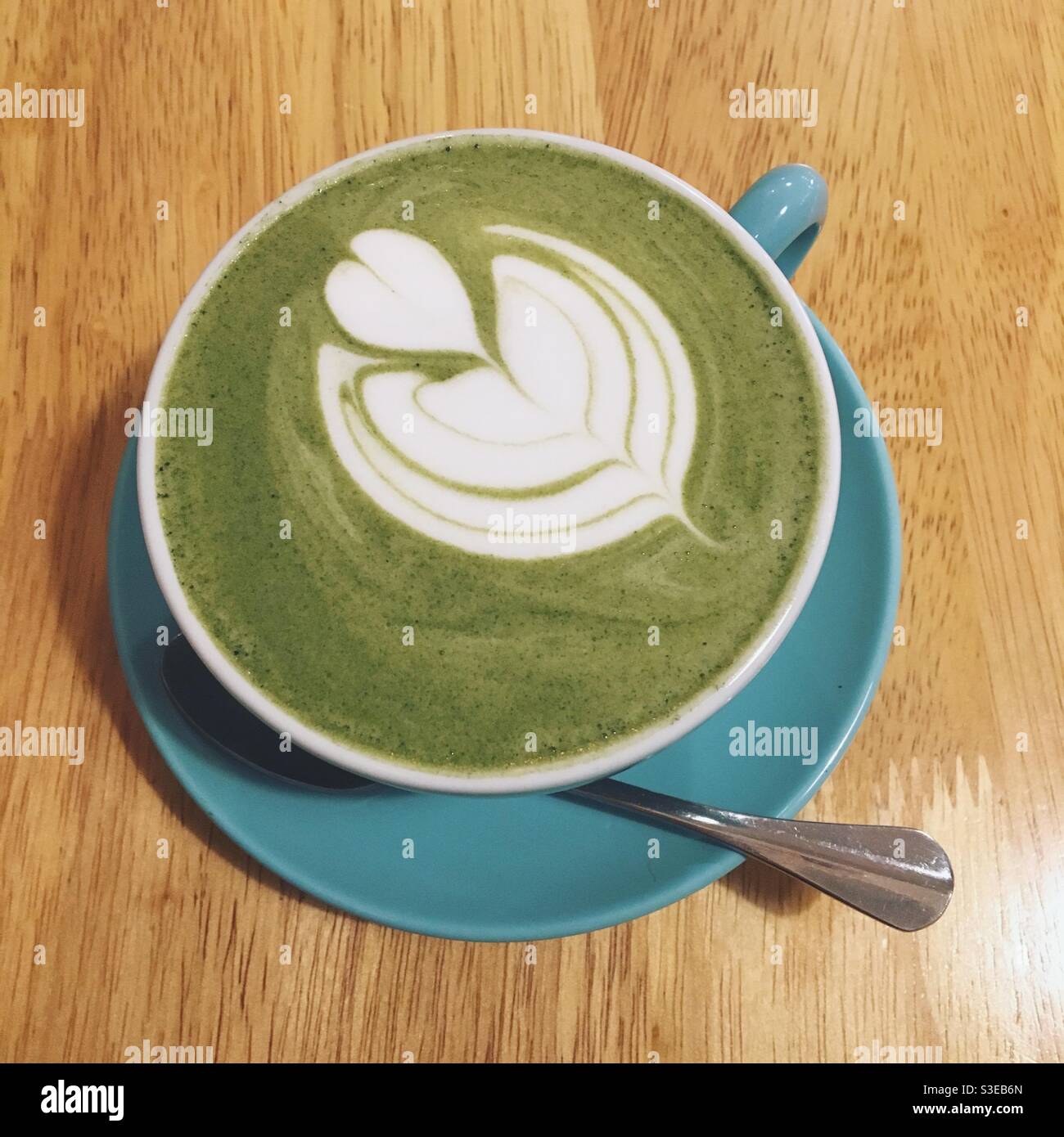 Green tea or Matcha latte Stock Photo