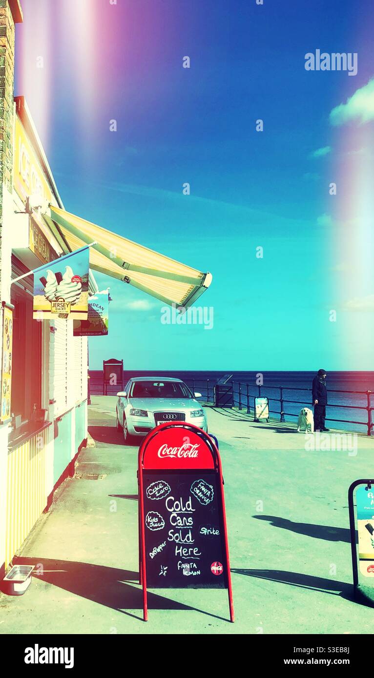 Seafront kiosk opens at the end of lockdown - Smartphone Captured Stock Image
