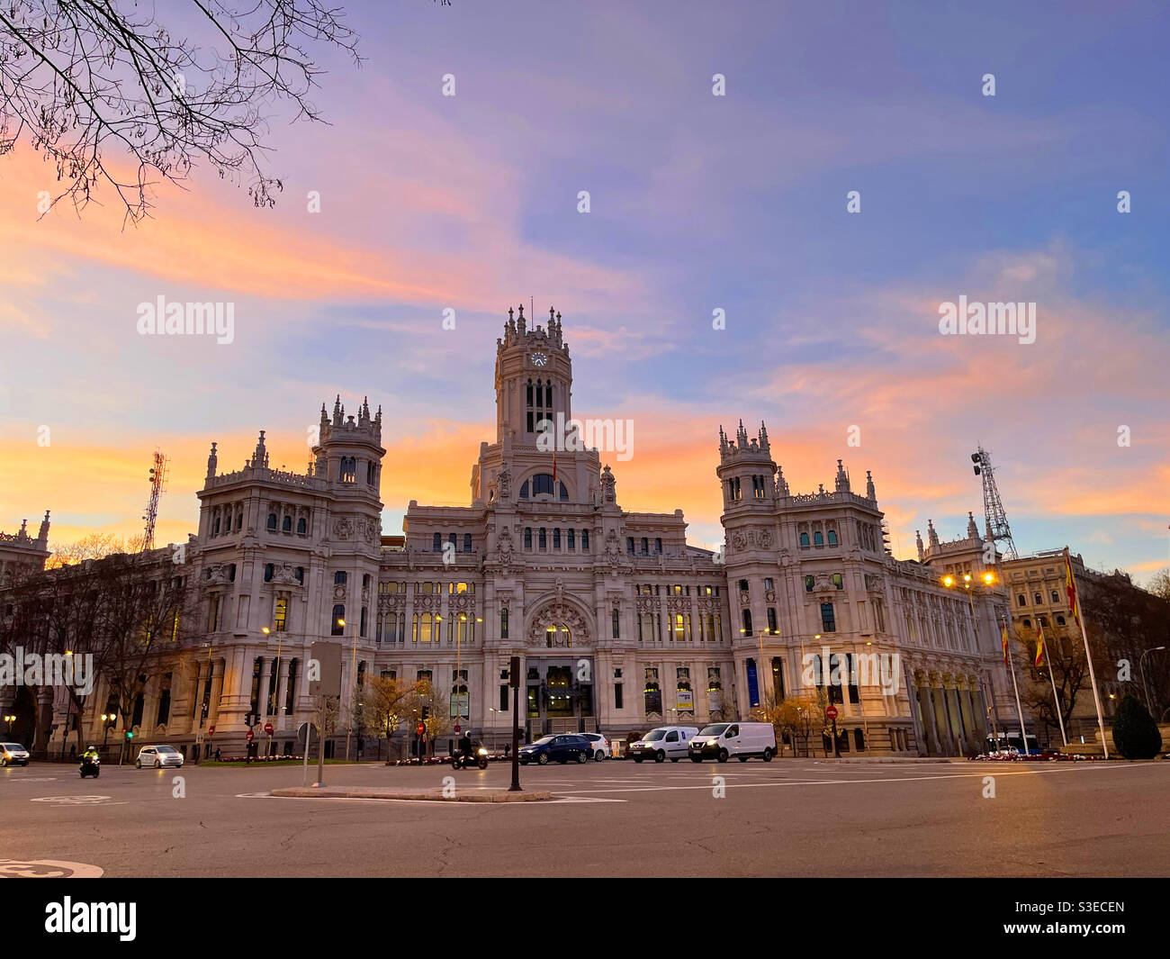 Cibeles Palace, night view. Madrid, Spain. - Smartphone Captured Stock Image