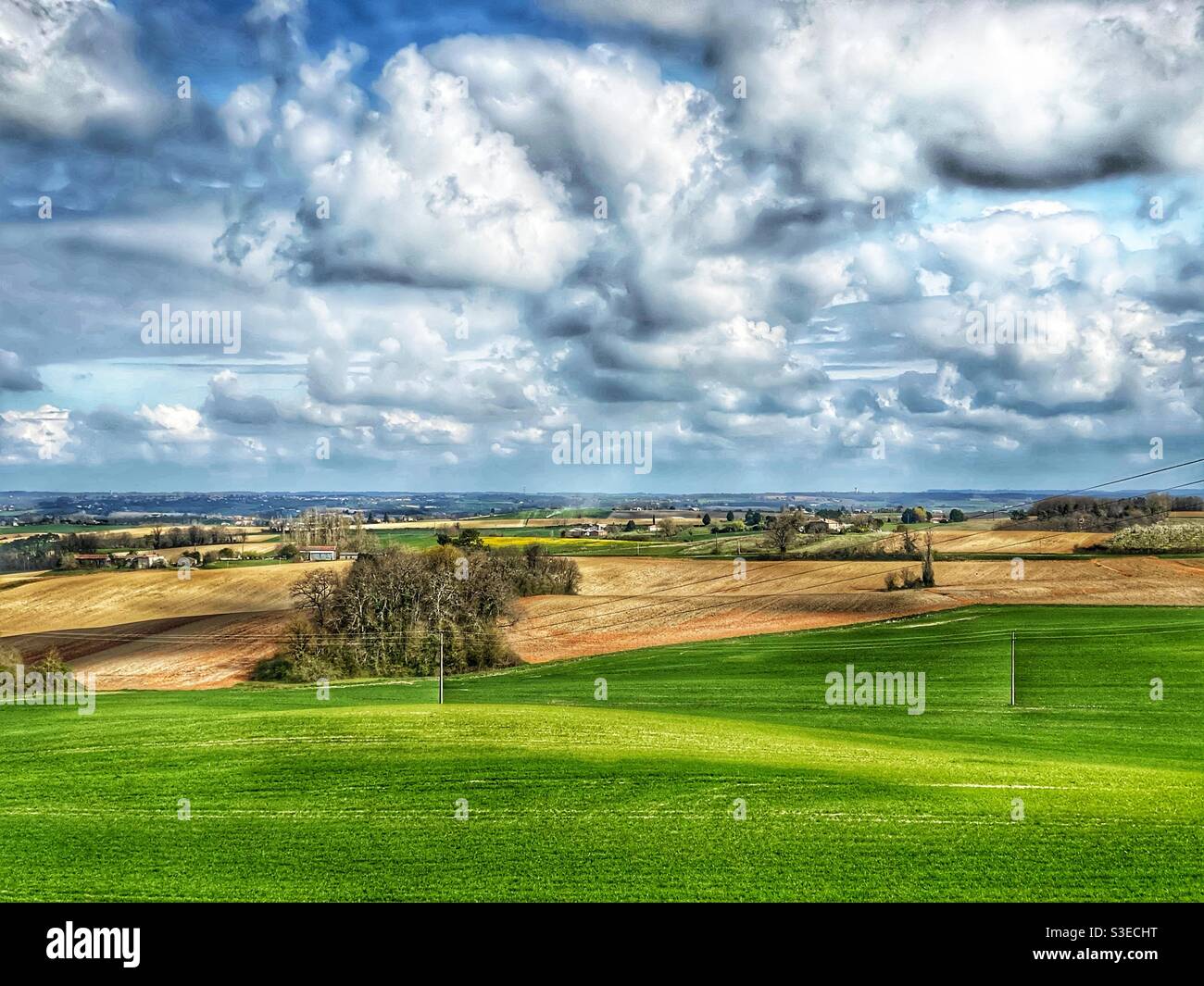 French Farming landscape - Smartphone Captured Stock Image