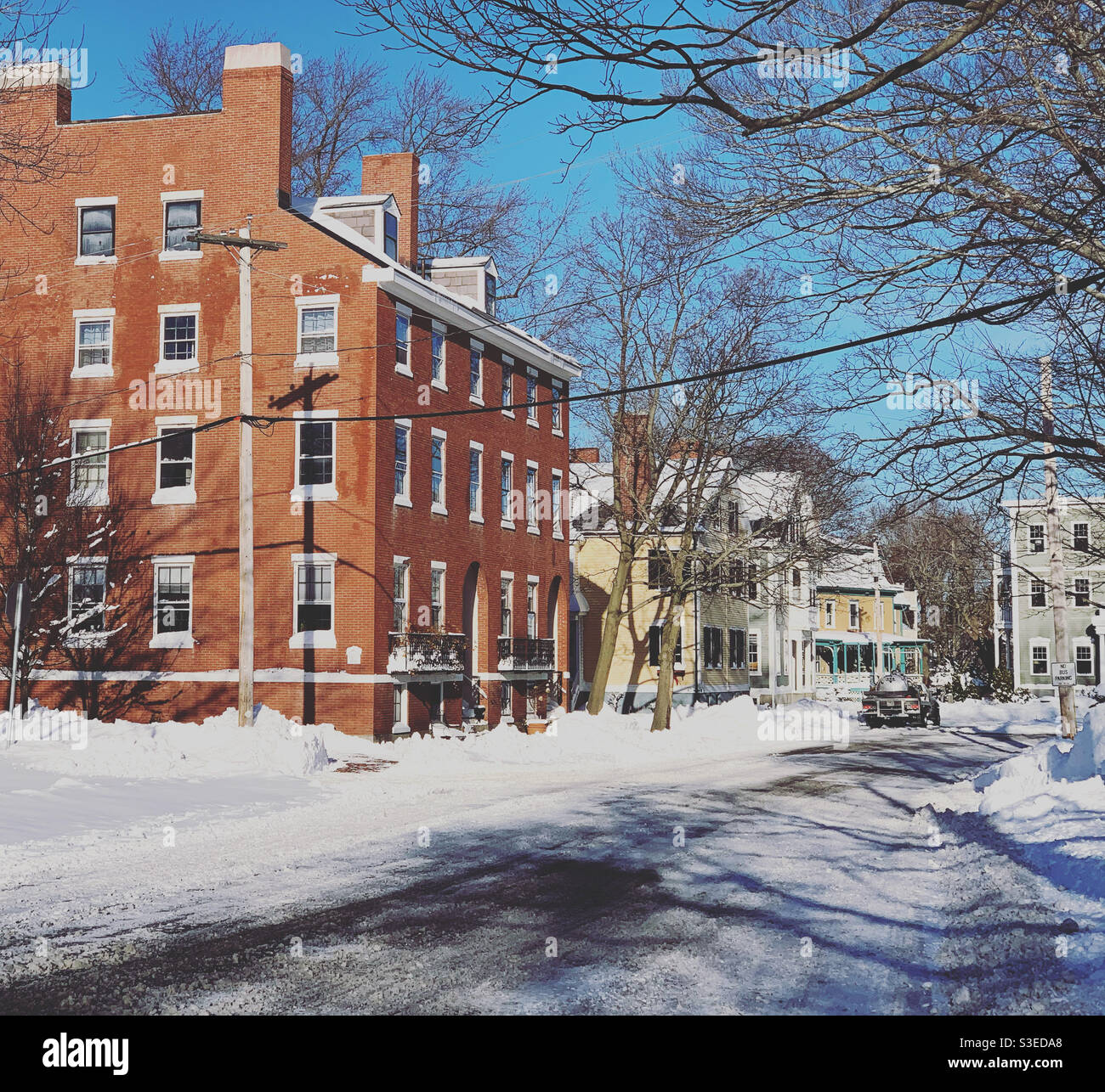December, 2020, architecture near Salem Common, Salem, Massachusetts, United States - Smartphone Captured Stock Image