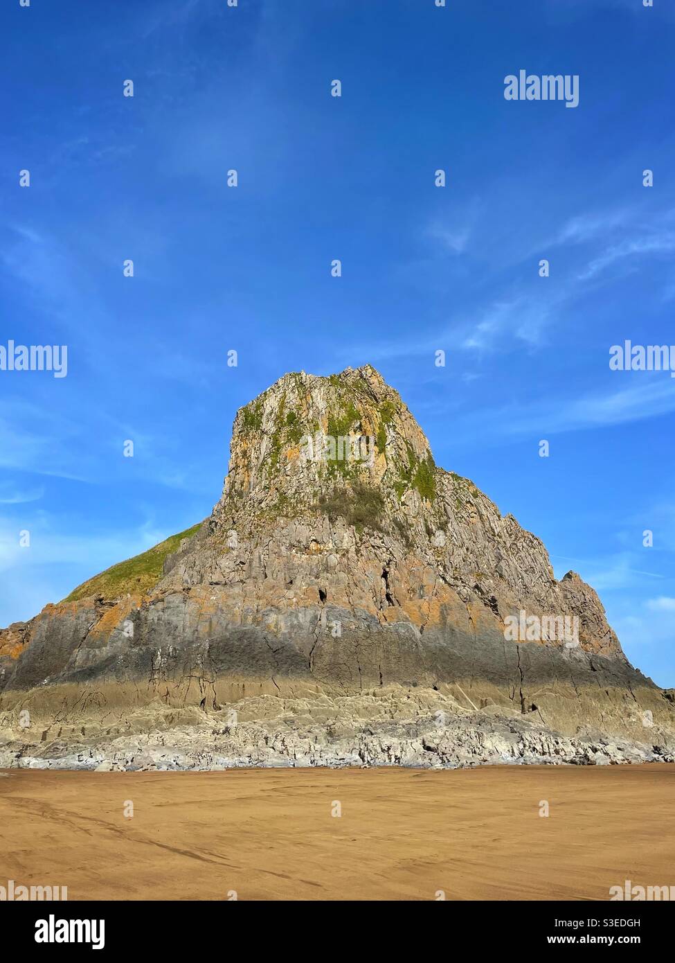 Great Tor, between Oxwich bay and Three Cliffs bay, Gower, South Wales. Stock Photo