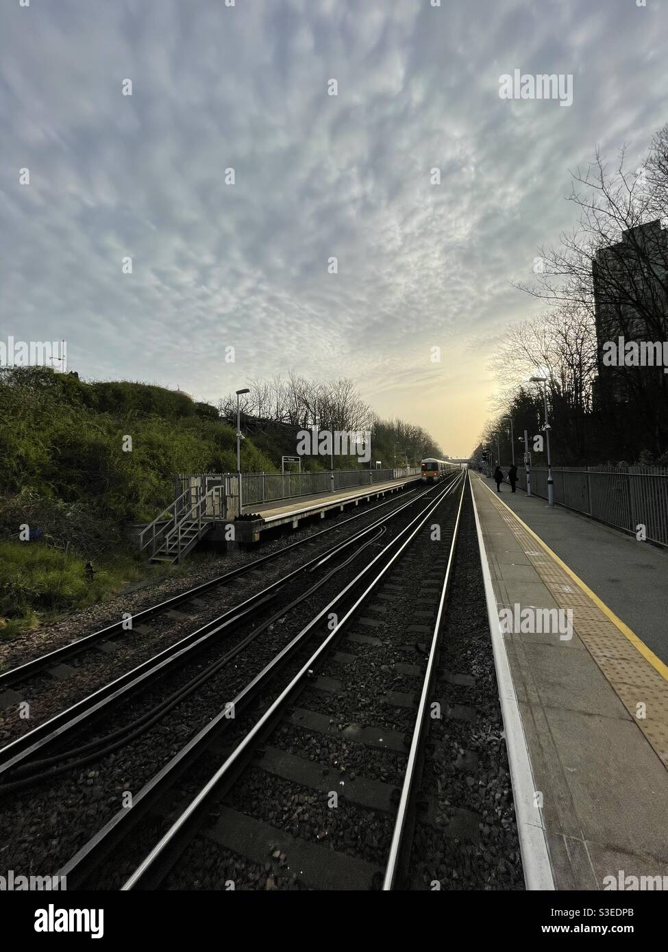 Empty overground platform at plumstead south east london during the pandemic Stock Photo