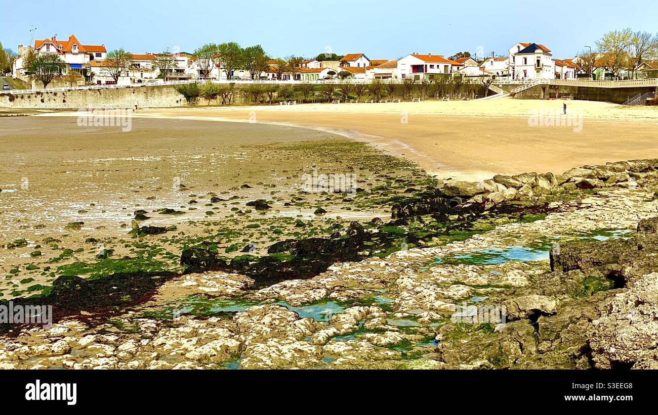Fouras beach at low tide - Smartphone Captured Stock Image