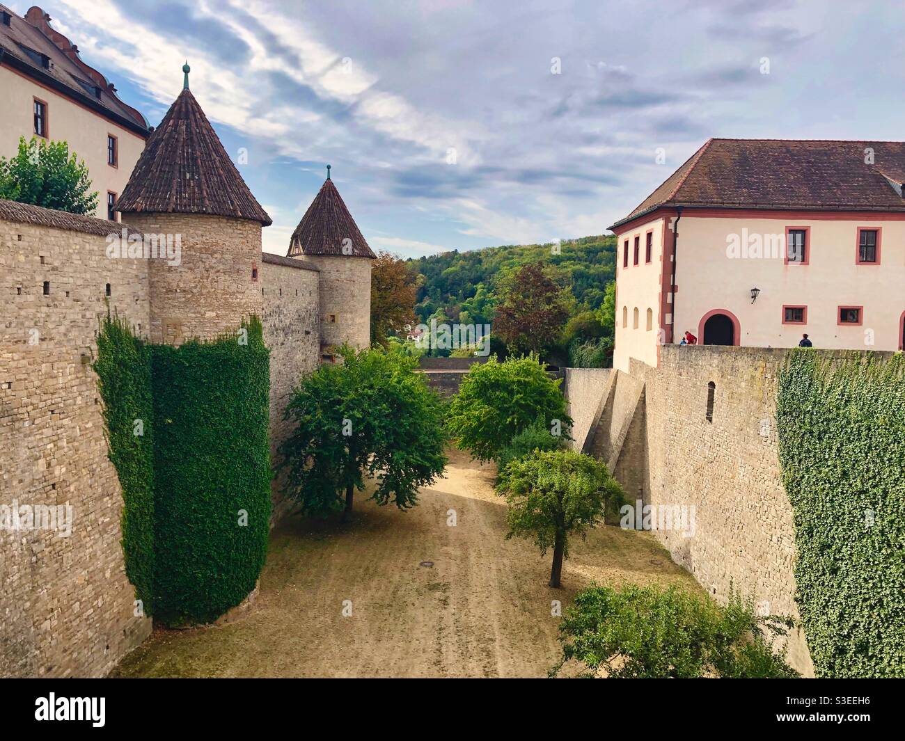 Trenches of the medieval Marienberg Fortress in Würzburg, Germany. - Smartphone Captured Stock Image