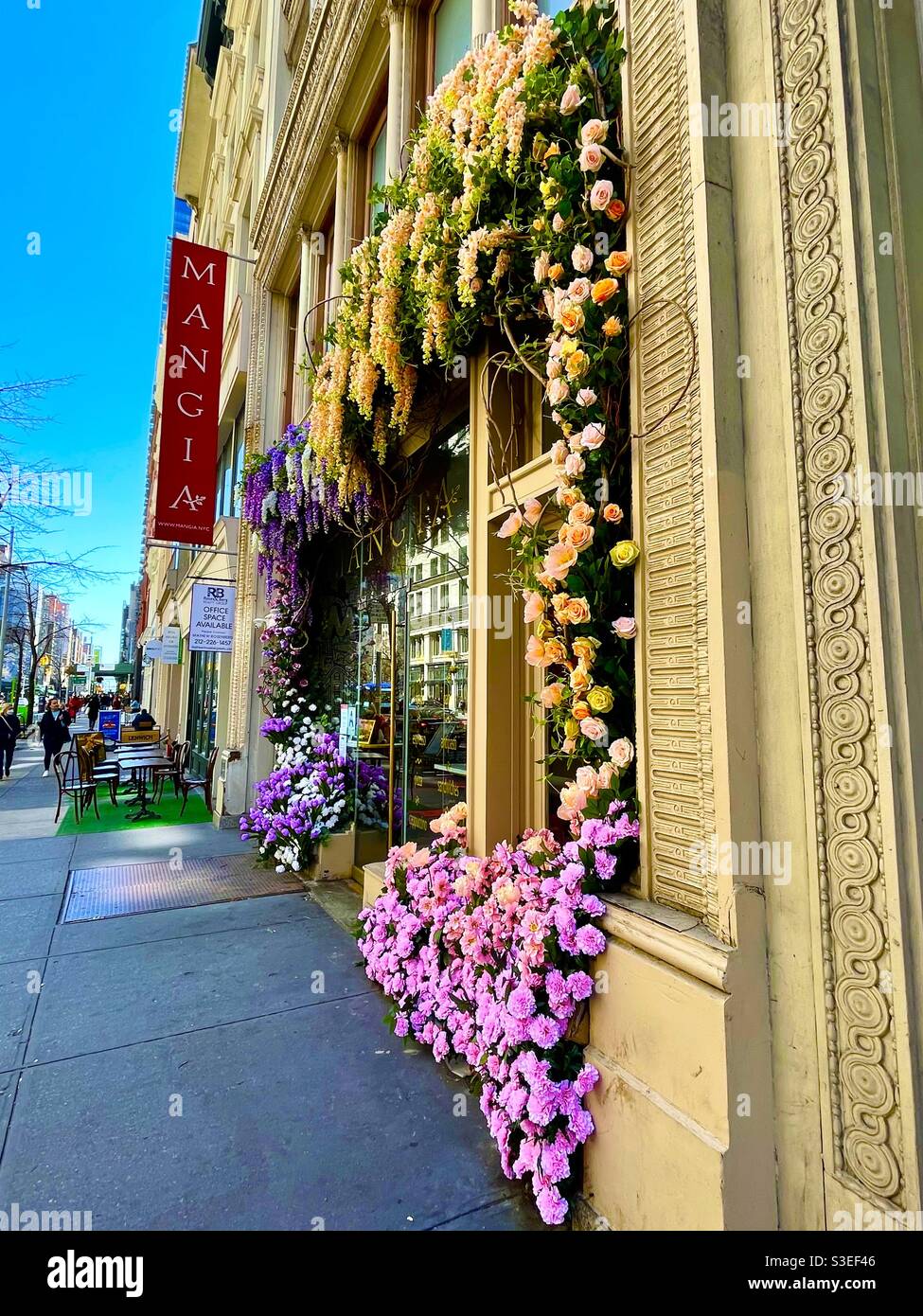 Flower covered restaurant in Manhattan - Smartphone Captured Stock Image