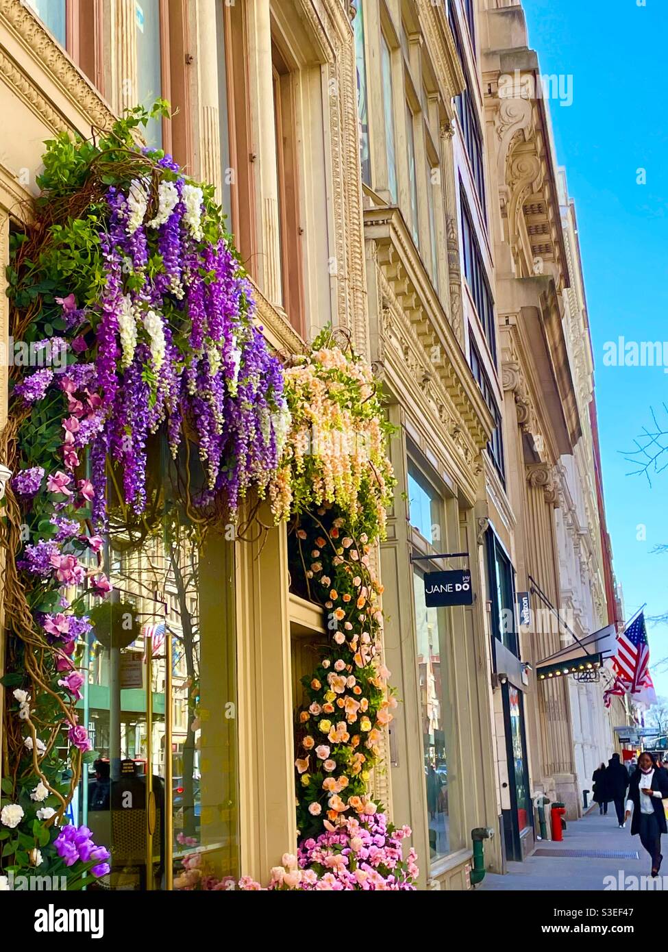 Flower covered café in Manhattan - Smartphone Captured Stock Image
