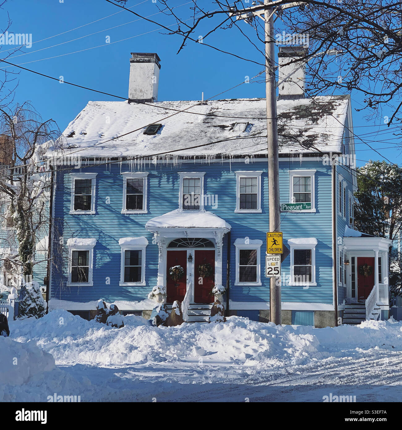 December, 2020, a building on Pleasant Street, Salem, Massachusetts, United States - Smartphone Captured Stock Image