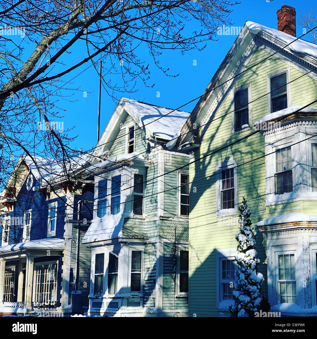 December, 2020, homes in Salem, Massachusetts, United States - Smartphone Captured Stock Image