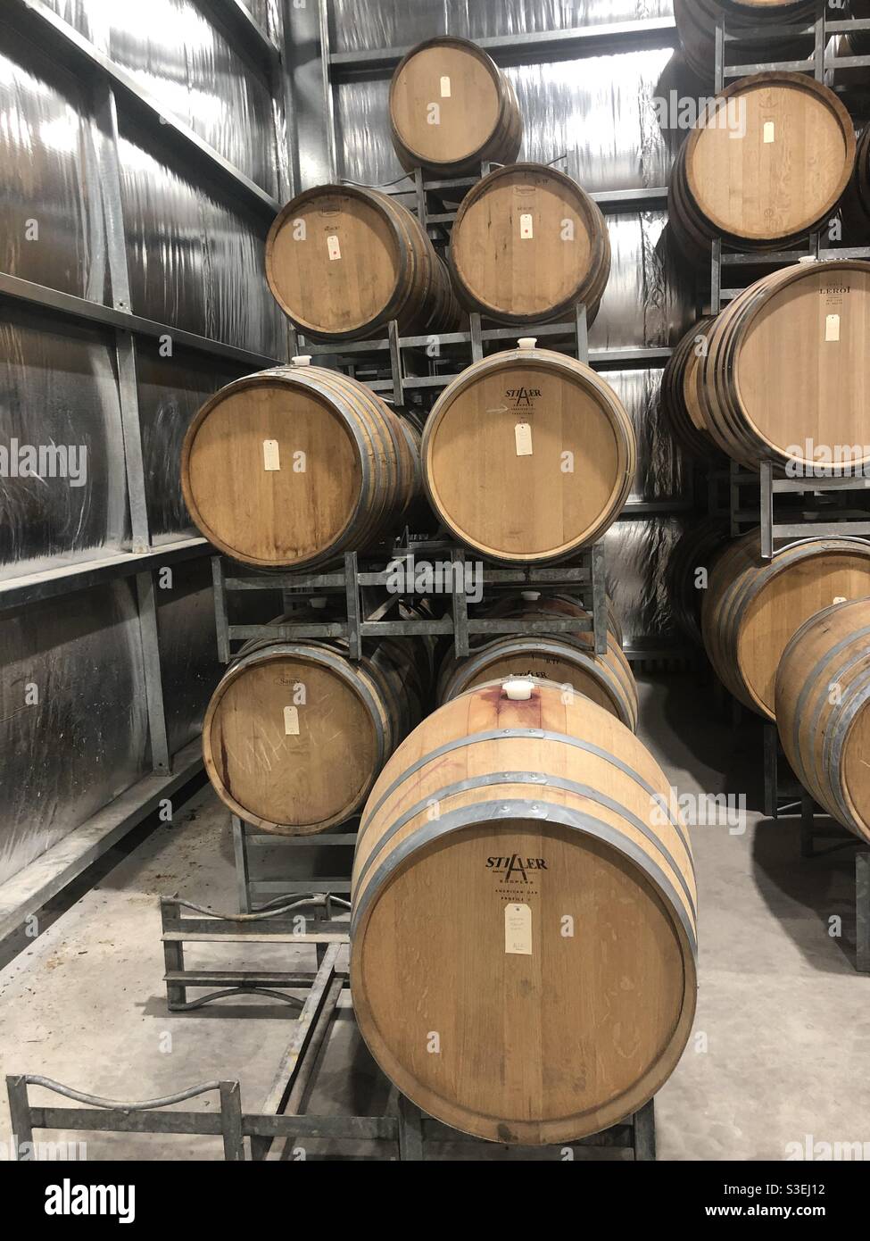 French Oak wine barrels full of Barossa Valley Wine Stock Photo Alamy