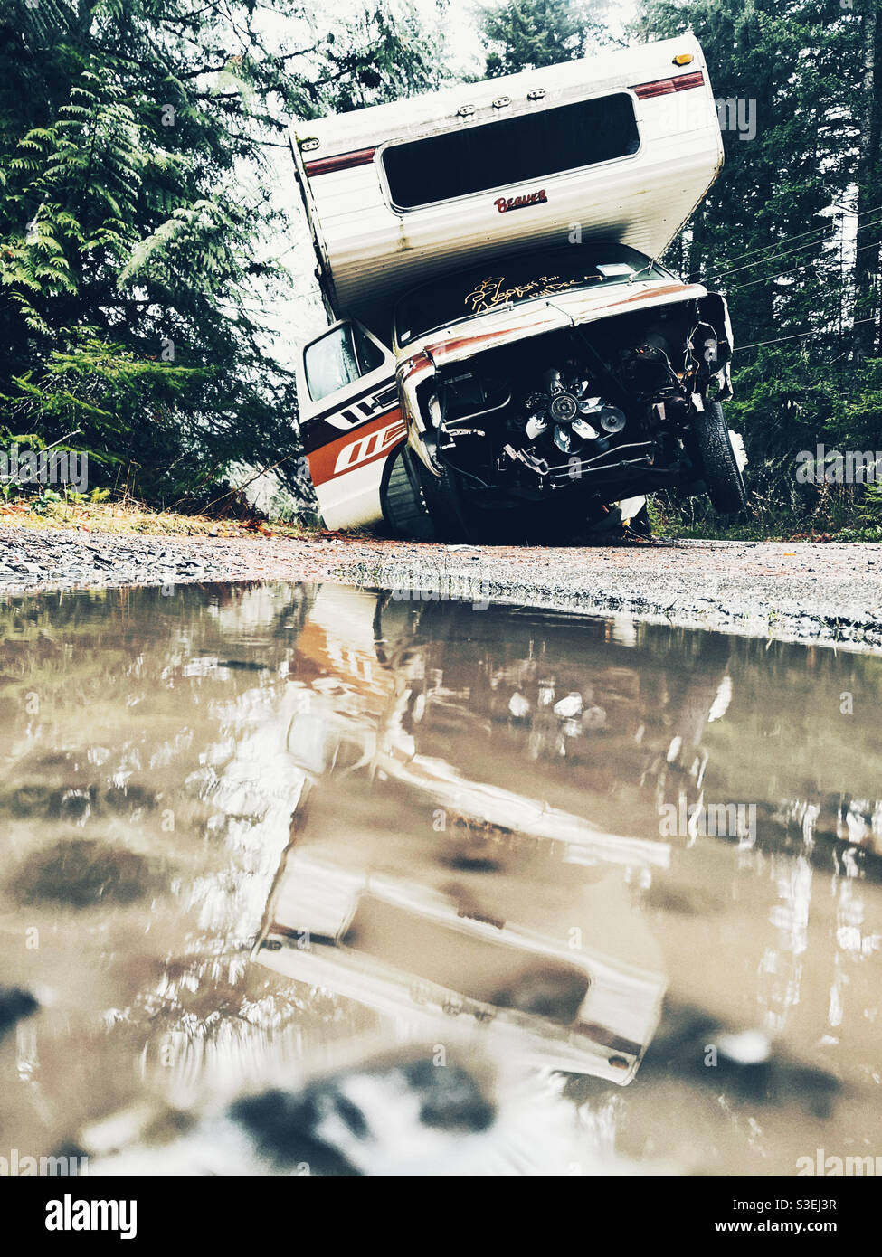 Abandoned broken RV on the side of the road Stock Photo Alamy