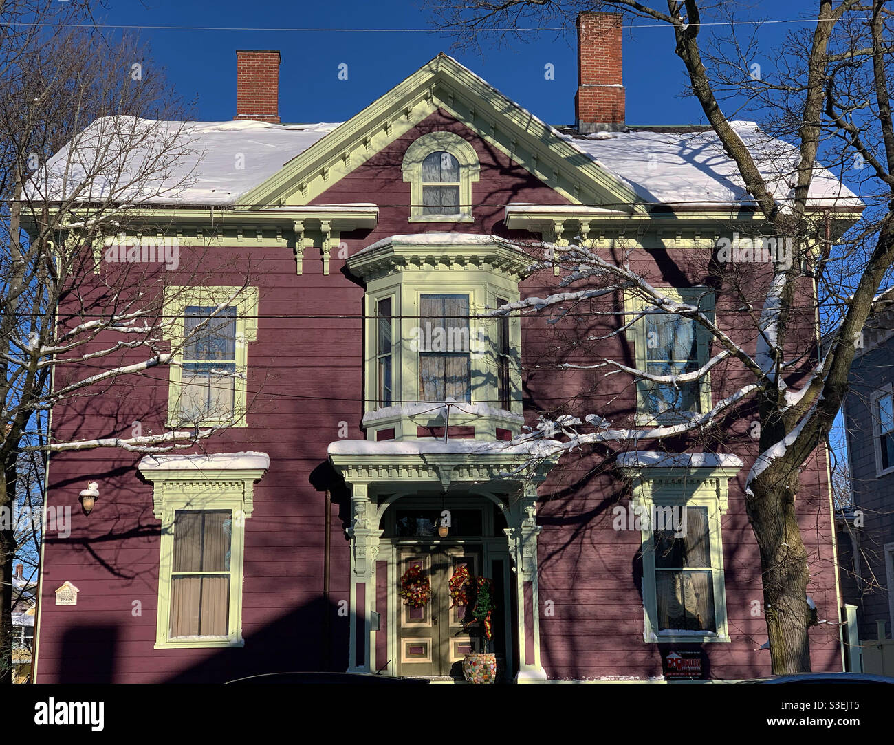 December, 2020, house built for Ephraim Brown, Junior, in 1868. Salem, Massachusetts, United States - Smartphone Captured Stock Image