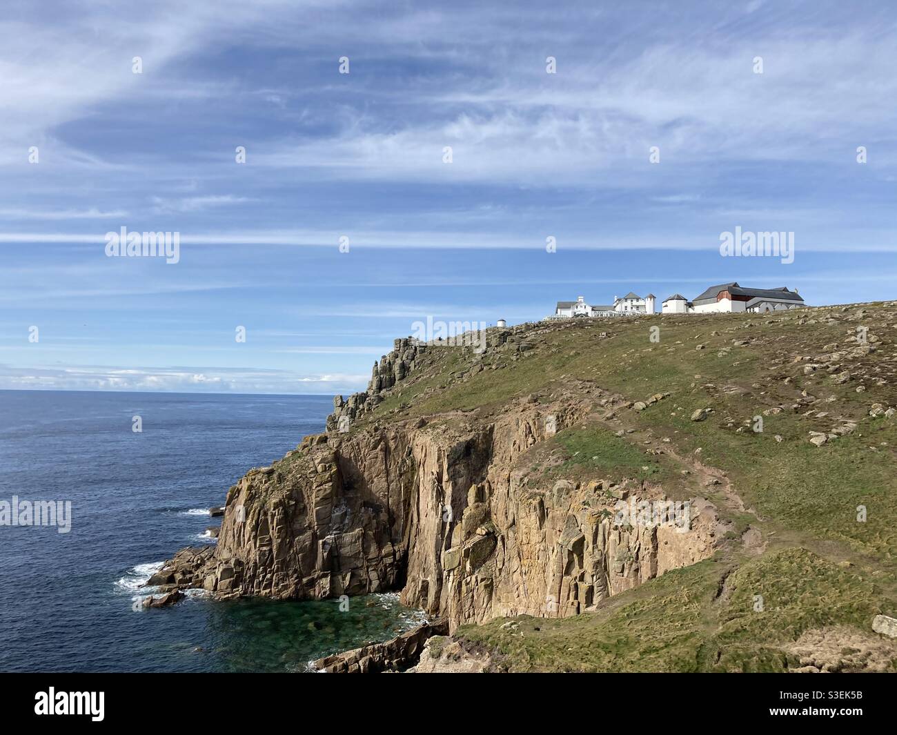 Lands End, Cornwall cliffs & buildings - Smartphone Captured Stock Image