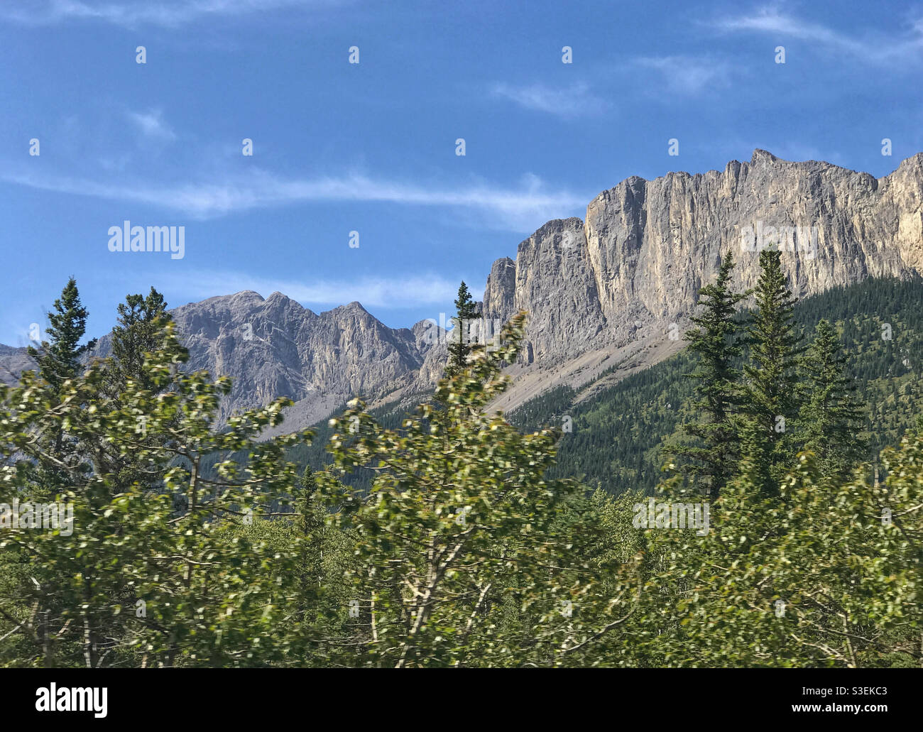 Mt. Yamnuska, in the Canadian Rocky Mountains. Kananaskis Country, Alberta, Canada - Smartphone Captured Stock Image