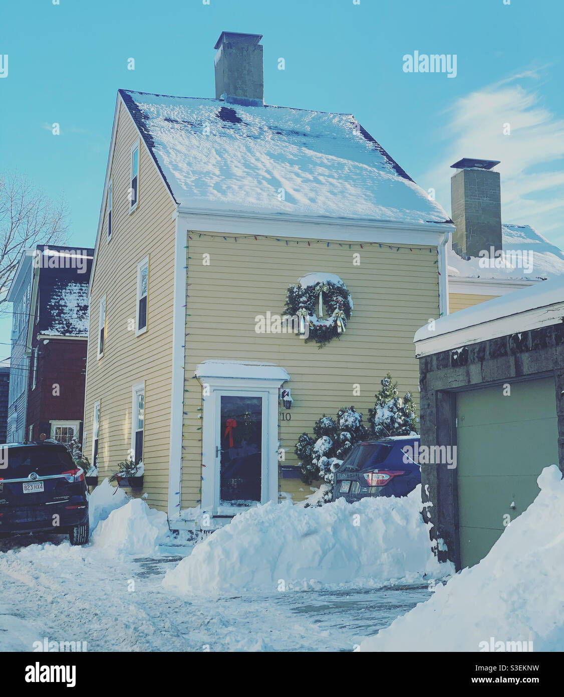 December, 2020, a home in Salem, Massachusetts, United States - Smartphone Captured Stock Image