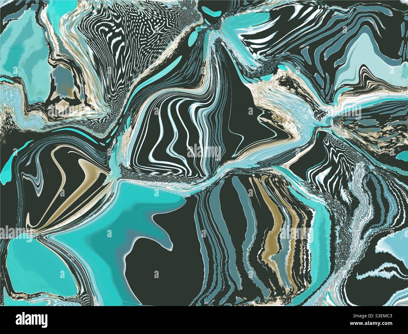 Vivid digital art, teal, blue, dark blue, gold, light, mix, beautiful