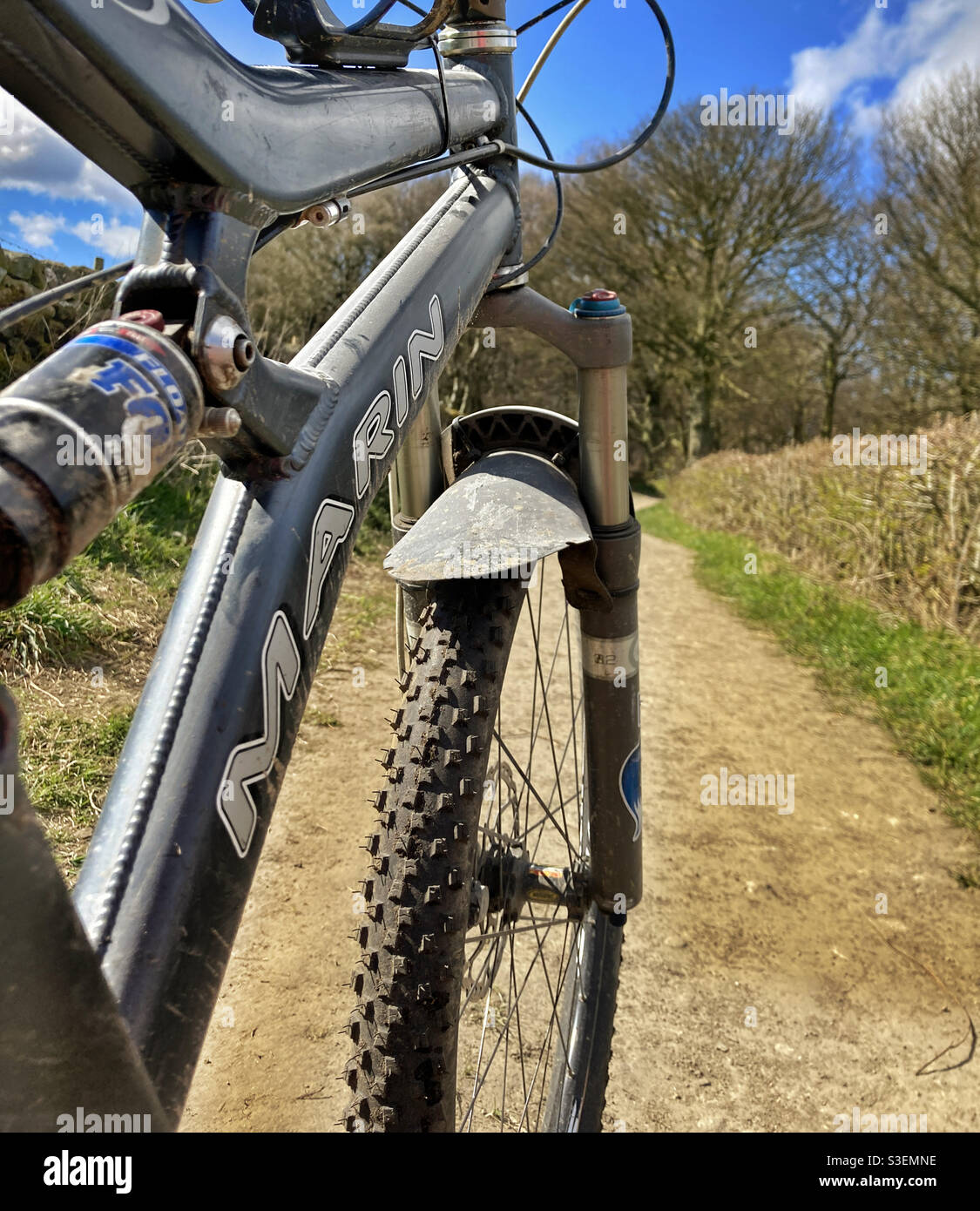 Marin mountain bike on Otley Chevin West Yorkshire - Smartphone Captured Stock Image