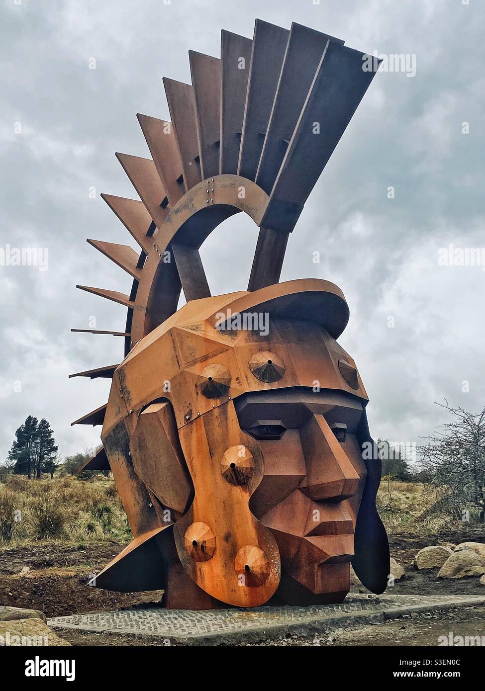 The 5 metre tall sculpture of a Roman soldier “Silvanus” on the route of the Antonine Wall in Croy, Scotland Stock Photo