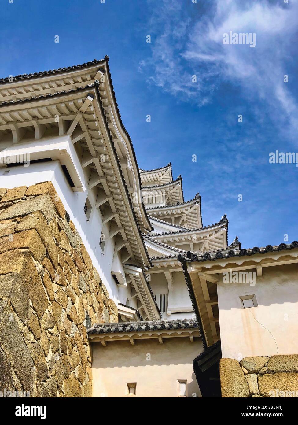 Himeji Castle facade detail, Japan. - Smartphone Captured Stock Image
