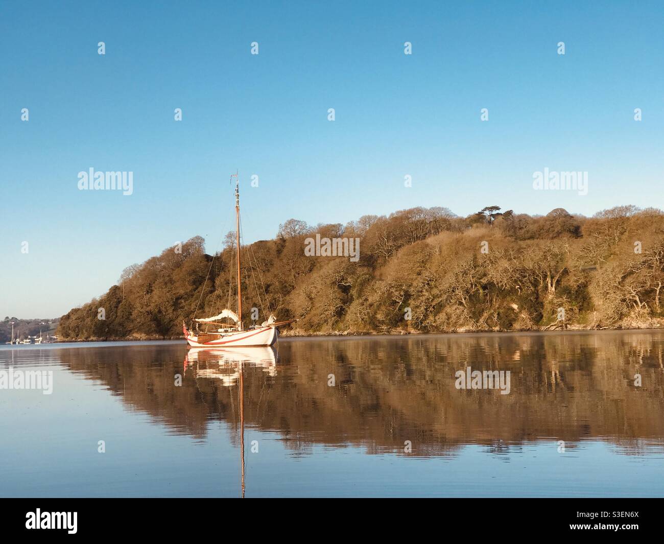 April Cornish anchorage - Smartphone Captured Stock Image