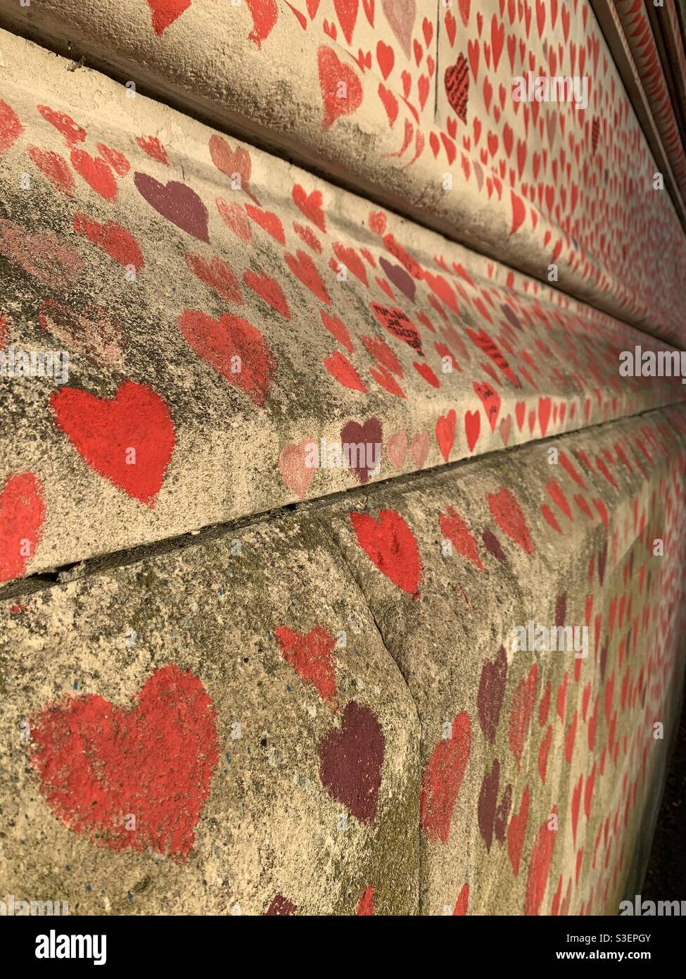 Close up of hearts at National COVID Memorial Wall, London Stock Photo