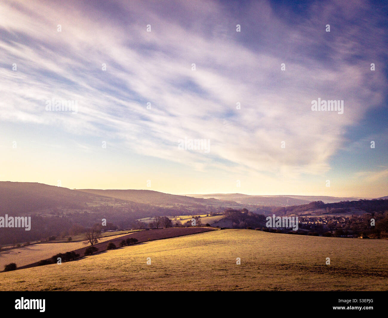 Early morning light over the Derwent Valley, Peak District, UK - Smartphone Captured Stock Image