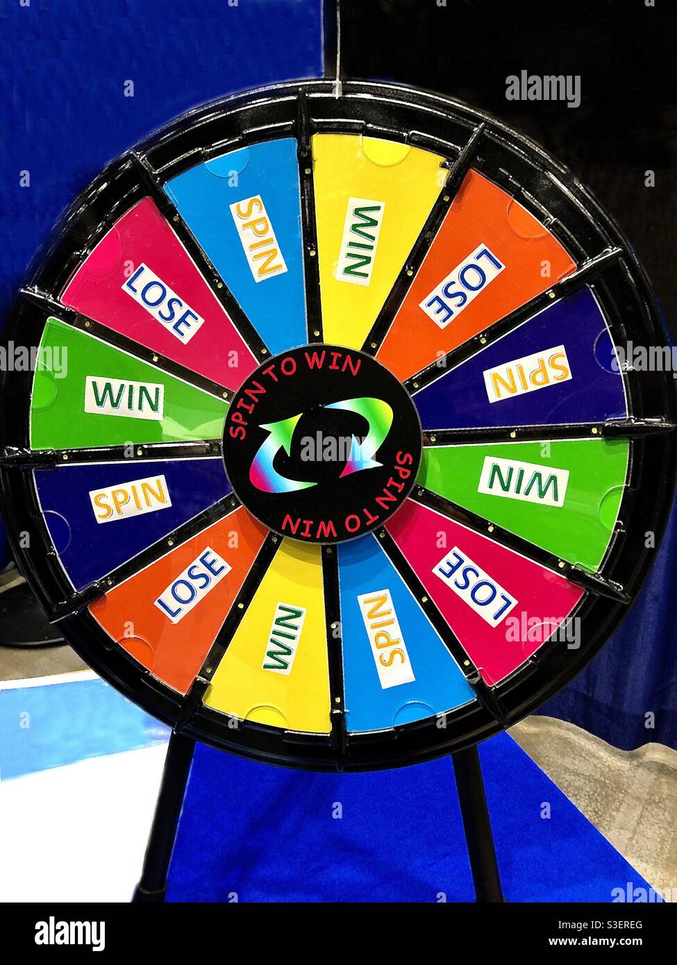 Colorful Spin to Win wheel. Stock Photo