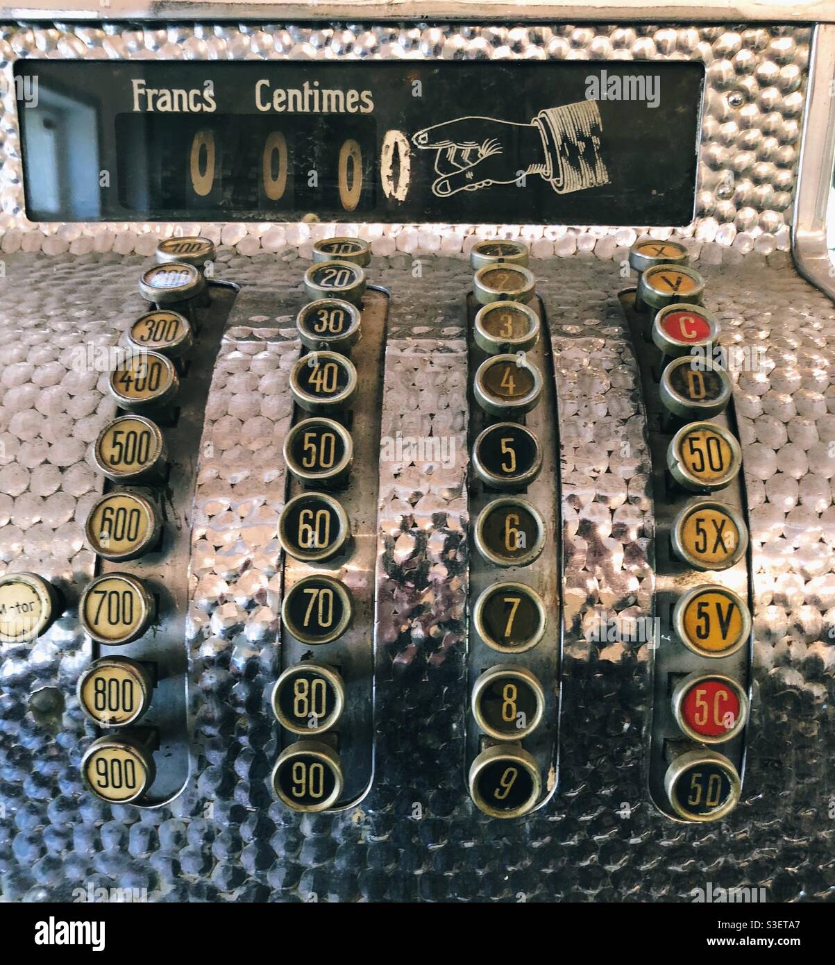 Buttons on a vintage cash register - Smartphone Captured Stock Image
