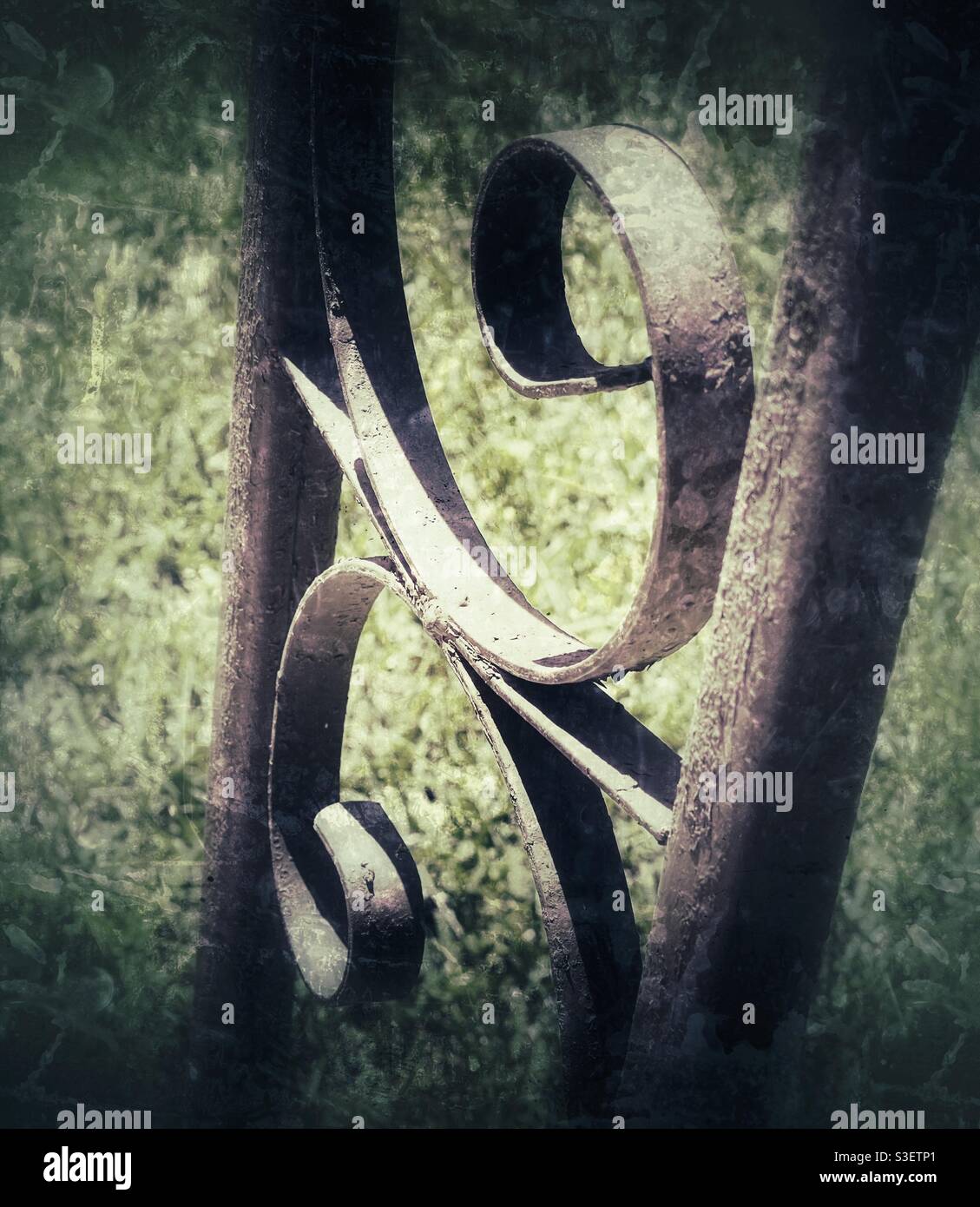 Wrought iron post curved iron Stock Photo Alamy