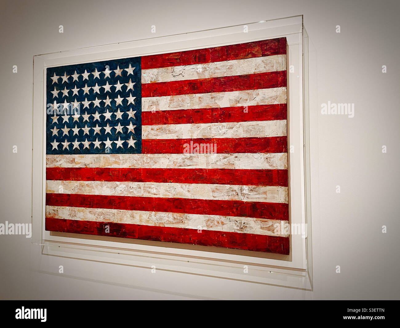 Jasper Johns American flag painting on display at the Museum of modern Art, NYC, USA Stock Photo