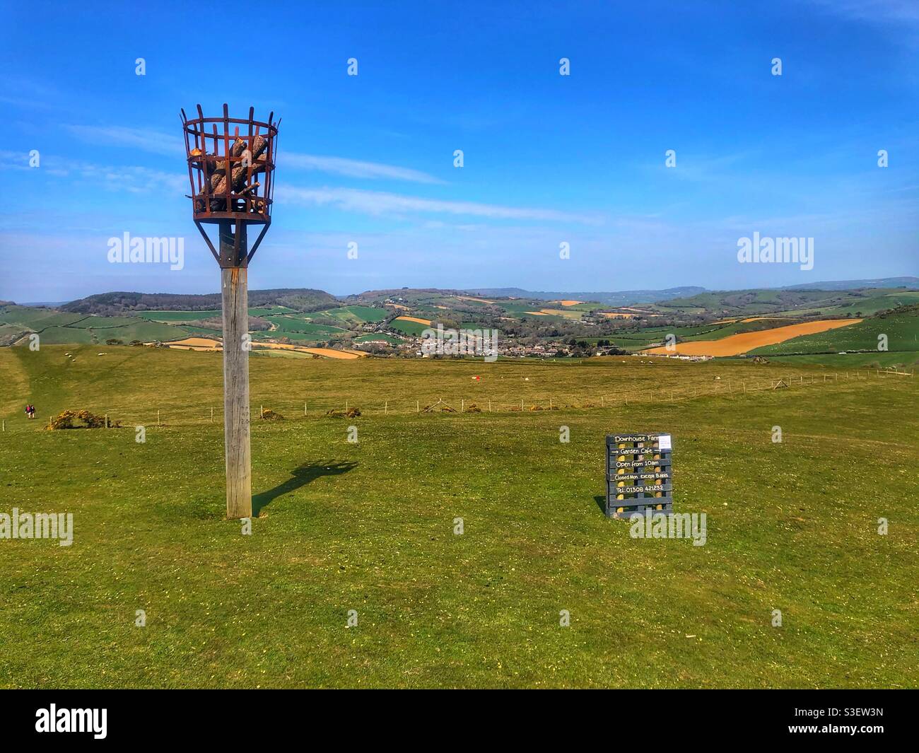 Signal basket on Thorncombe beacon hill Dorset United Kingdom - Smartphone Captured Stock Image