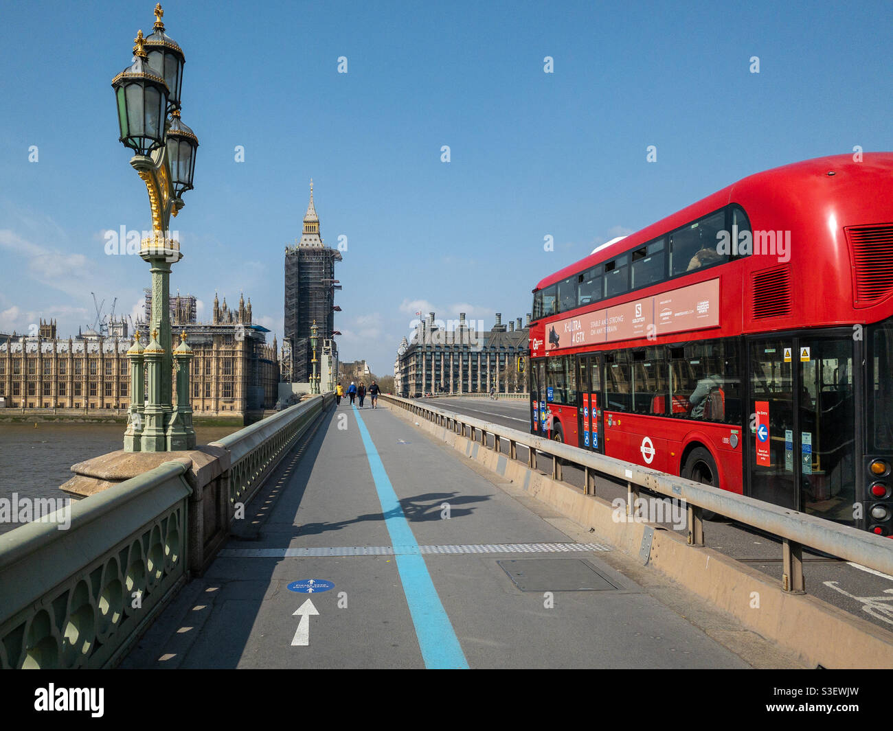 A quiet Westminster Bridge, London, 2021 - Smartphone Captured Stock Image