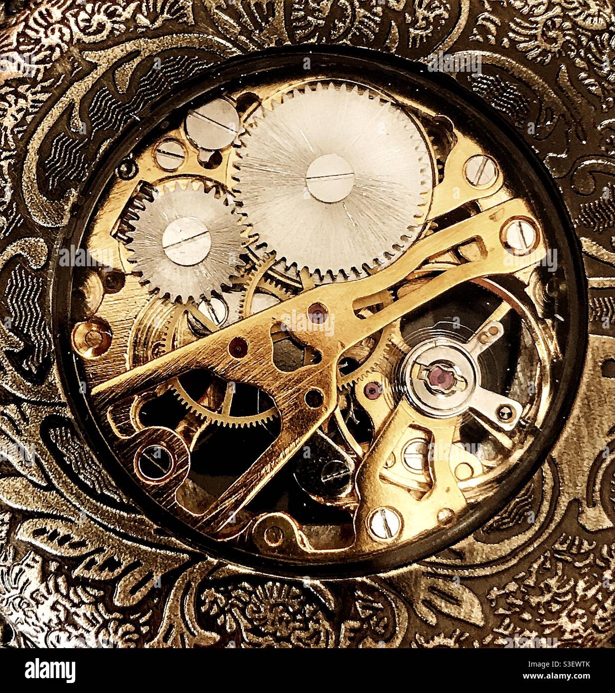 Pocket watch movement Stock Photo Alamy