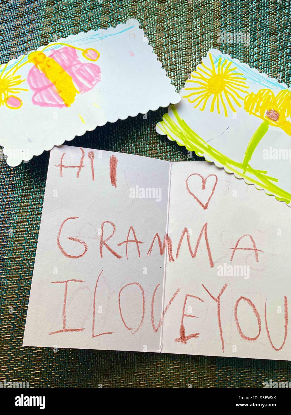 Love note from grandchild - Smartphone Captured Stock Image