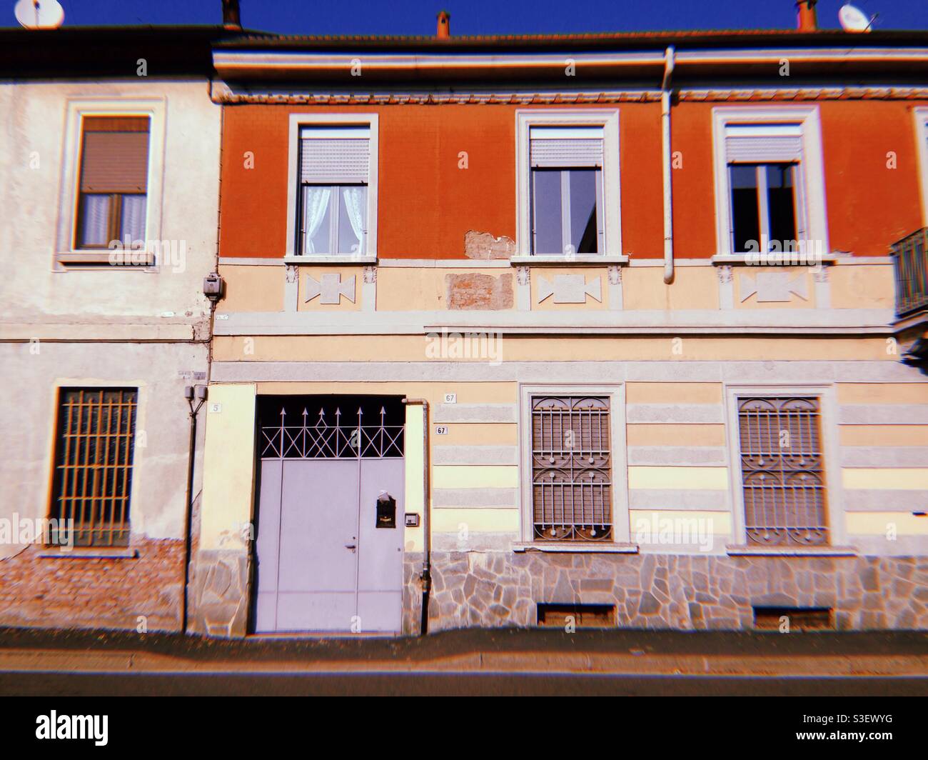 Houses in Settimo Milanese, Lombardy, Italy, 2019. - Smartphone Captured Stock Image