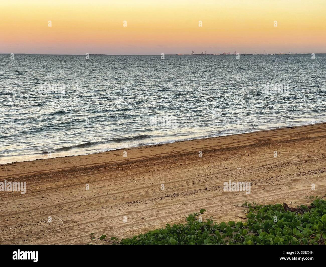 Scenic view of sunset at Margate Beach, Queensland, Australia - Smartphone Captured Stock Image